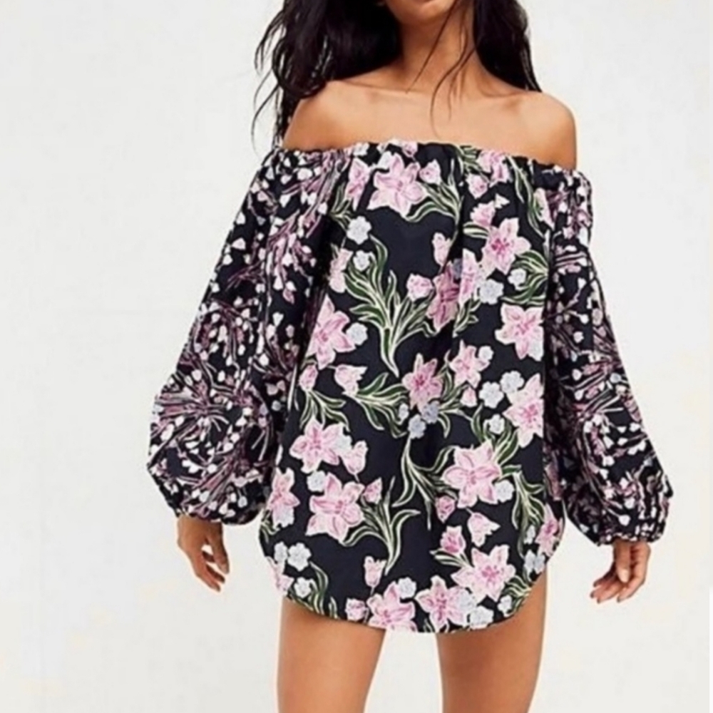 Free People Gardenia Floral Tunic Top/Mini Dress Size S